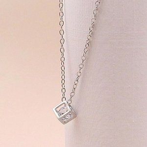 Rhinestone Engraved Geometric Charm Necklace